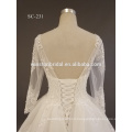 New Design Bateau Neckline Satin Ball Gown Wedding Dress with Butterfly 2017